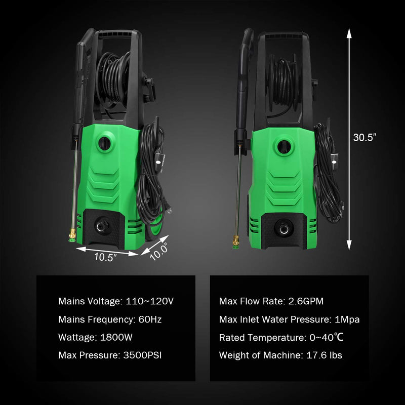 3500 PSI Electric Pressure Washer, 2.6GPM 1800W - Arlime