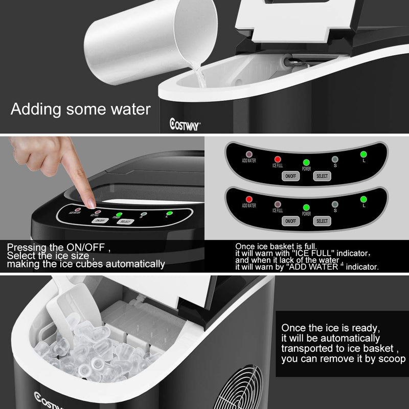 Countertop Ice Maker, 26LBS/24H Portable and Compact Ice Maker Machine, Ice Cubes Ready in 6 Mins