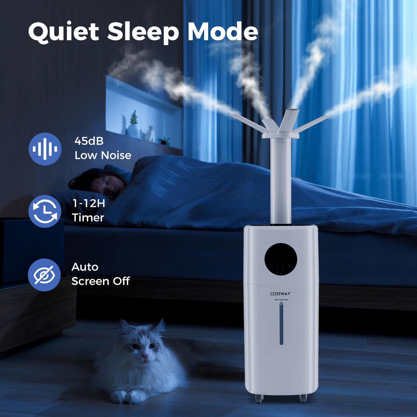 5Gal Whole House Ultrasonic Humidifier with 3 Mist Levels