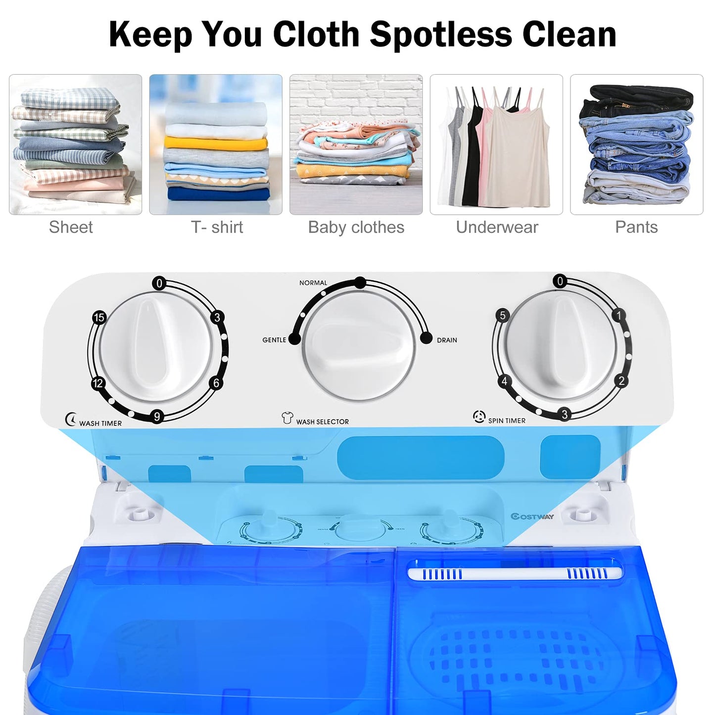 ARLIME Portable Twin Tub Washing Machine Wash & Spin Cycle Dryer