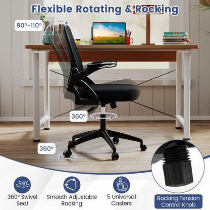 Comfy Swivel Rolling Desk Chair with Adjustable Height & Flip-Up Armrests
