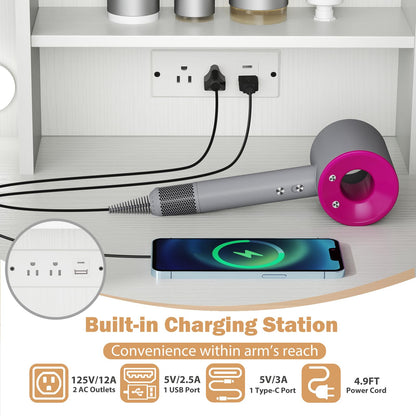 Vanity Desk with Mirror and Lights for Adult Teen Girls