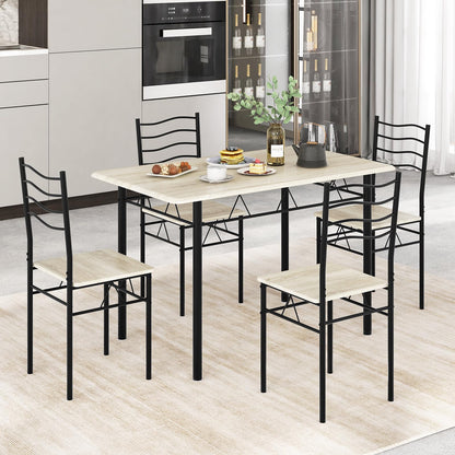 5 Piece Metal Rectangular Dinette Set w/Non-Slip Pad