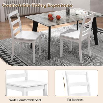 Wooden Dining Chairs Set of 2/4 with Curved Backrest and Rubber Wood Legs for Home Dining Room