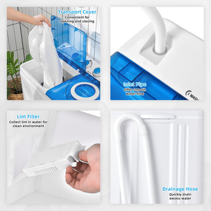 ARLIME Portable Washing Machine, 26 lbs Washer and Spinner Combo with Drain Pump