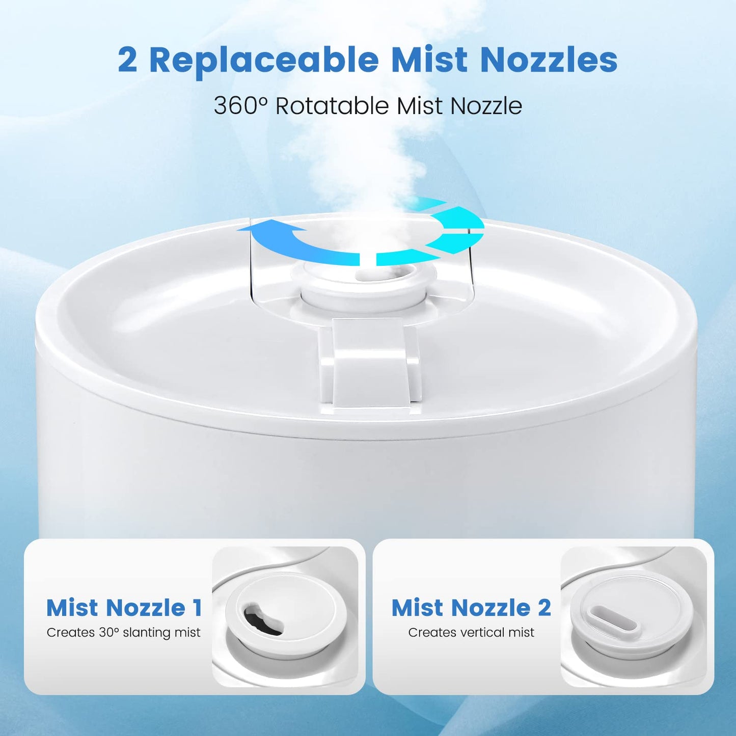 ARLIME Humidifier for Bedroom Large Room, 2.4 Gallon Warm & Cool Mist Top Fill Ultrasonic Air Vaporizer with Auto Mode