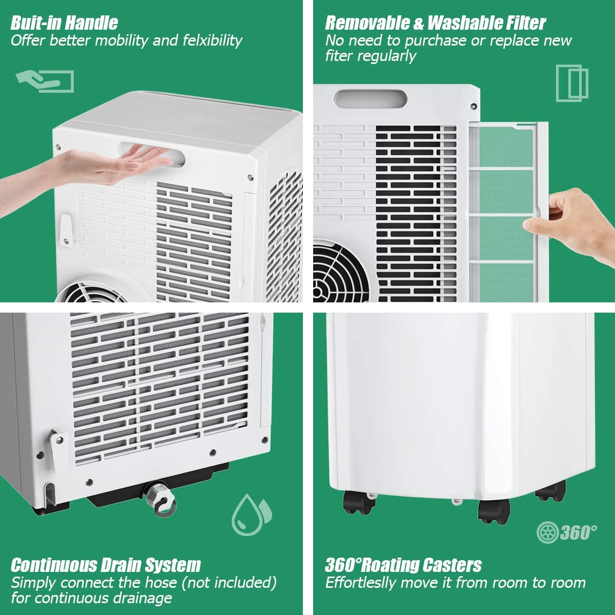 ARLIME Portable Air Conditioner 8000 BTU, 3-in-1 AC Units for Rooms with Fan & Dehumidifier