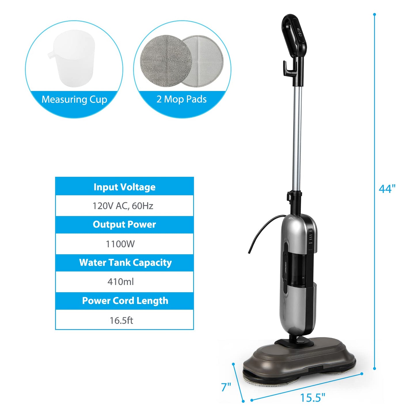 Multipurpose Steam Cleaner 180° Dual Rotating Handheld Steam Mop