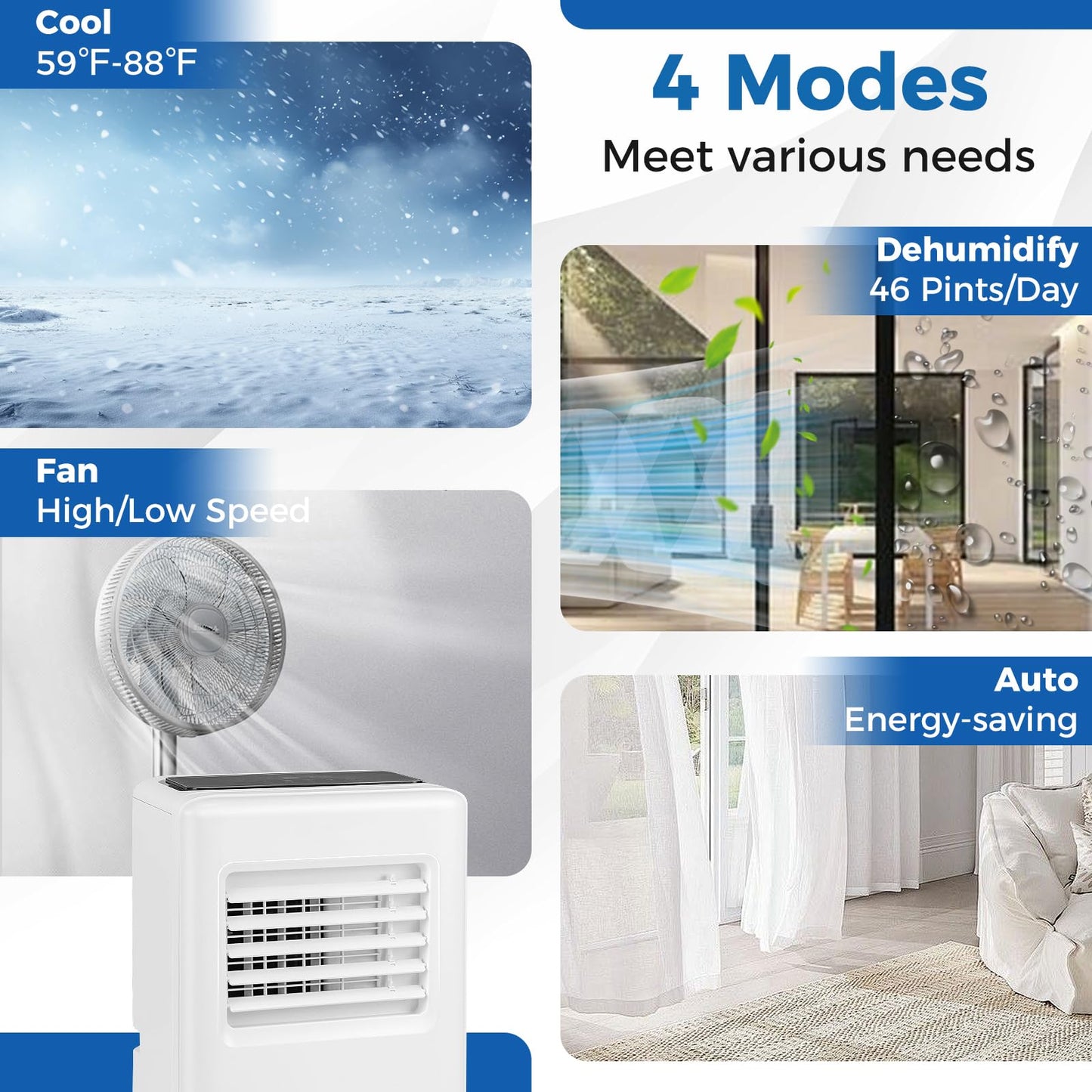ARLIME Portable Air Conditioner, 3 in 1 Air Cooler w/Fan, Quiet Floor AC w/Sleep Mode