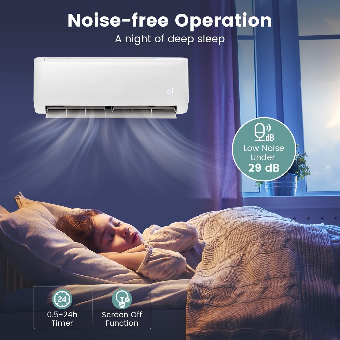ARLIME Mini Split AC/Heating System, 18000 BTU 21 SEER2 Energy Saving Split Air Conditioner