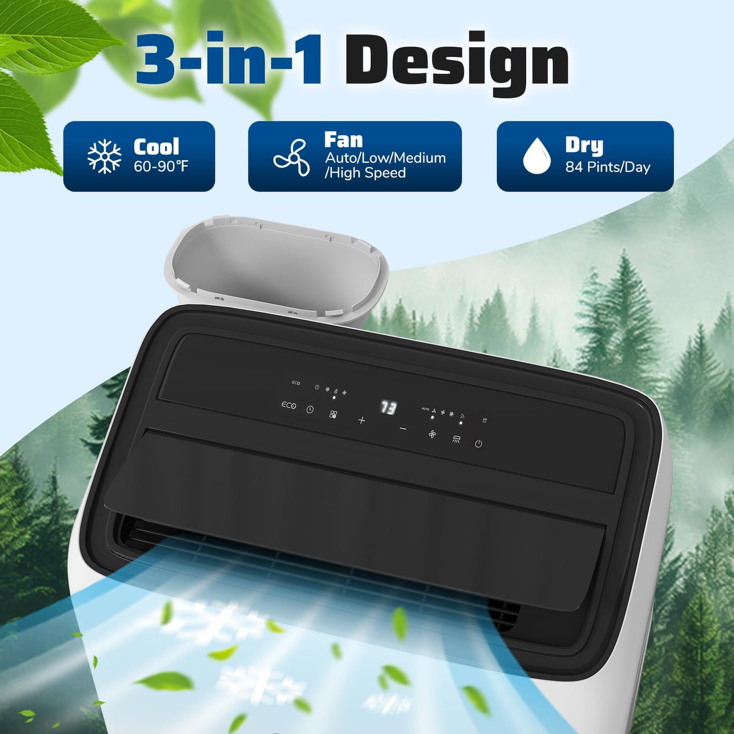 14000 BTU Inverter Portable Air Conditioner 3 in 1 Wifi Enabled AC Unit