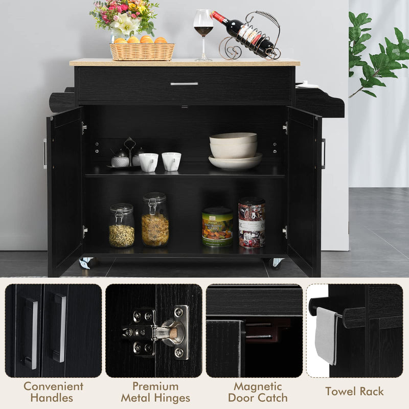 Kitchen Island Cart Rolling Storage Trolley Cart
