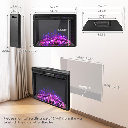 26 Inches Electric Fireplace with Remote Control