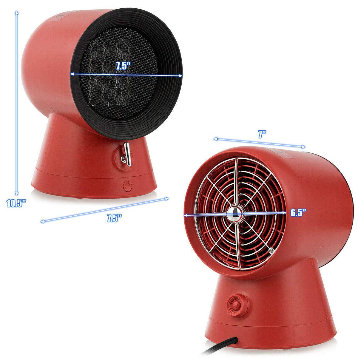 2 in 1 Mini Electric Space Heater Cooling Fan 3 Modes 1500W Small Portable Ceramic Heater