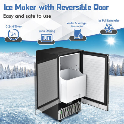 Commercial Ice Maker, 80LBS/24H Freestanding and Under Counter 115V Industrial Ice Machine with Self-Cleaning Function