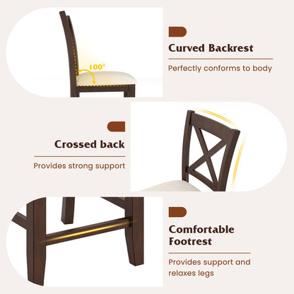 24’’ Counter Height Barstools with Rubber Wood Frame for Home Bar Cafe