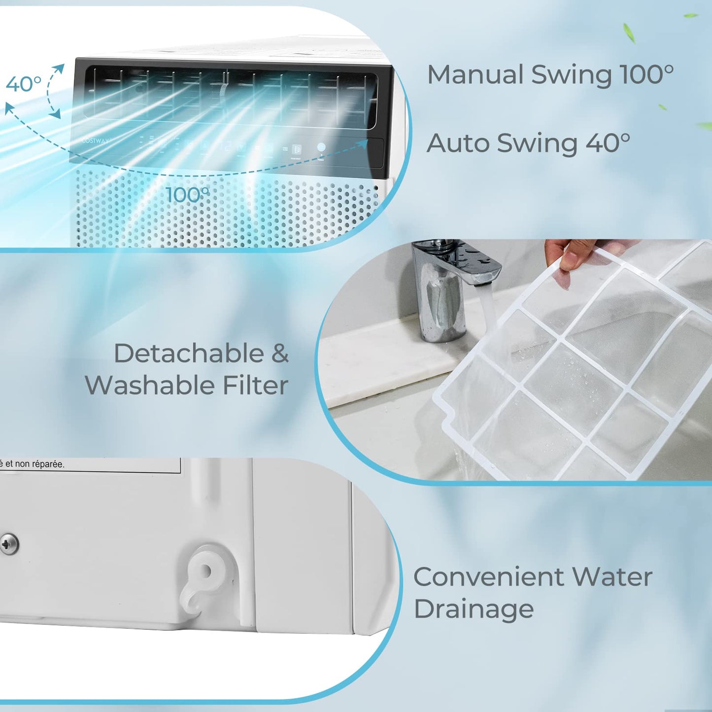 Window Air Conditioners, 10000 BTU U-Shaped 3-In-1 Window AC Units with Energy Saver Modes