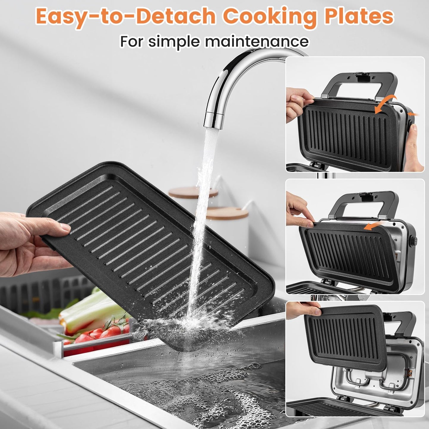 3 in 1 Sandwich Maker w/Removable Non-Stick Plates