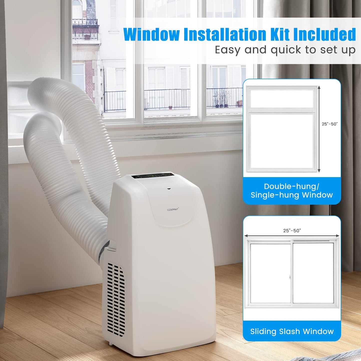 11,500 BTU Portable Air Conditioner, with Dual Hose, Remote Control, Powerful AC Unit Rooms up to 400 Sq.Ft.