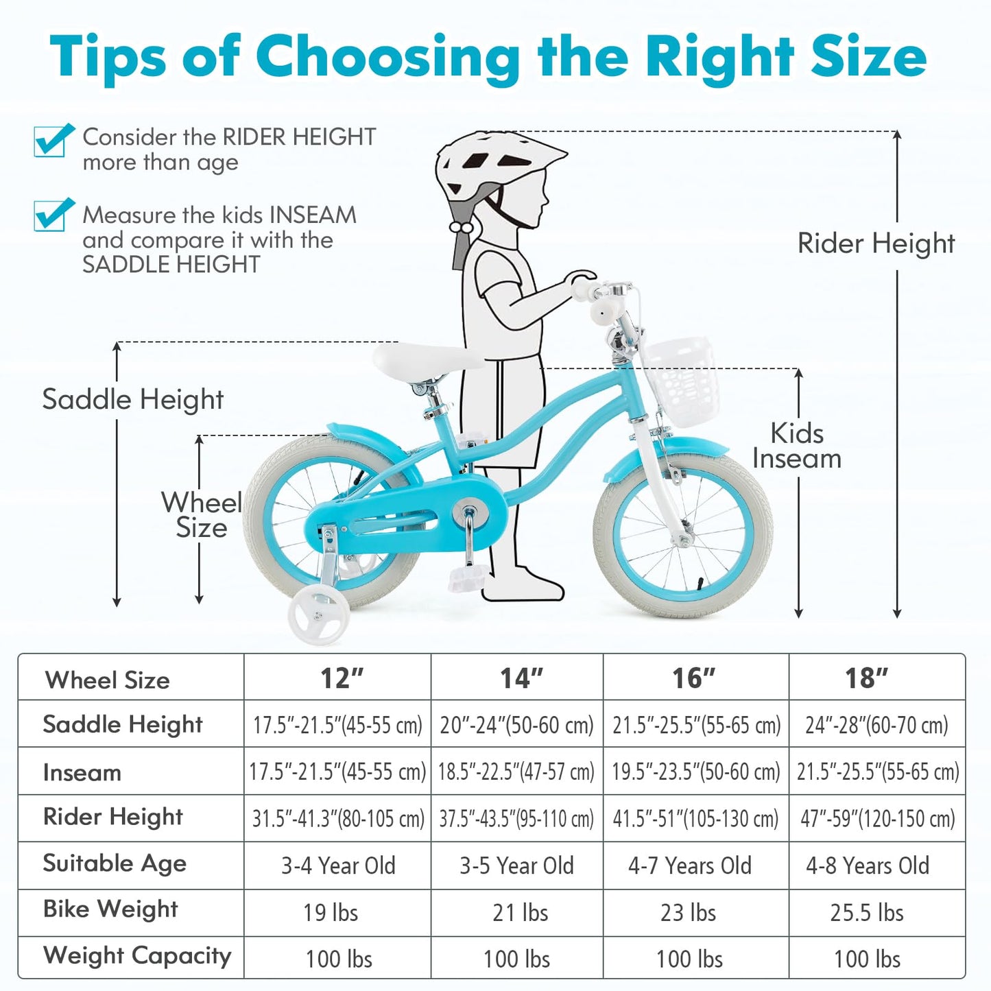 12 14 16 18 Inch Kids Bicycle for Girls Boys Aged 3-8 Years Old