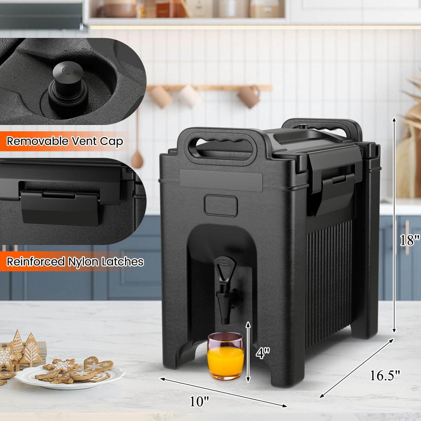 ARLIME 2.5 Gallon Insulated Beverage Dispenser with Handles, Food-Grade Hot and Cold Beverage Server