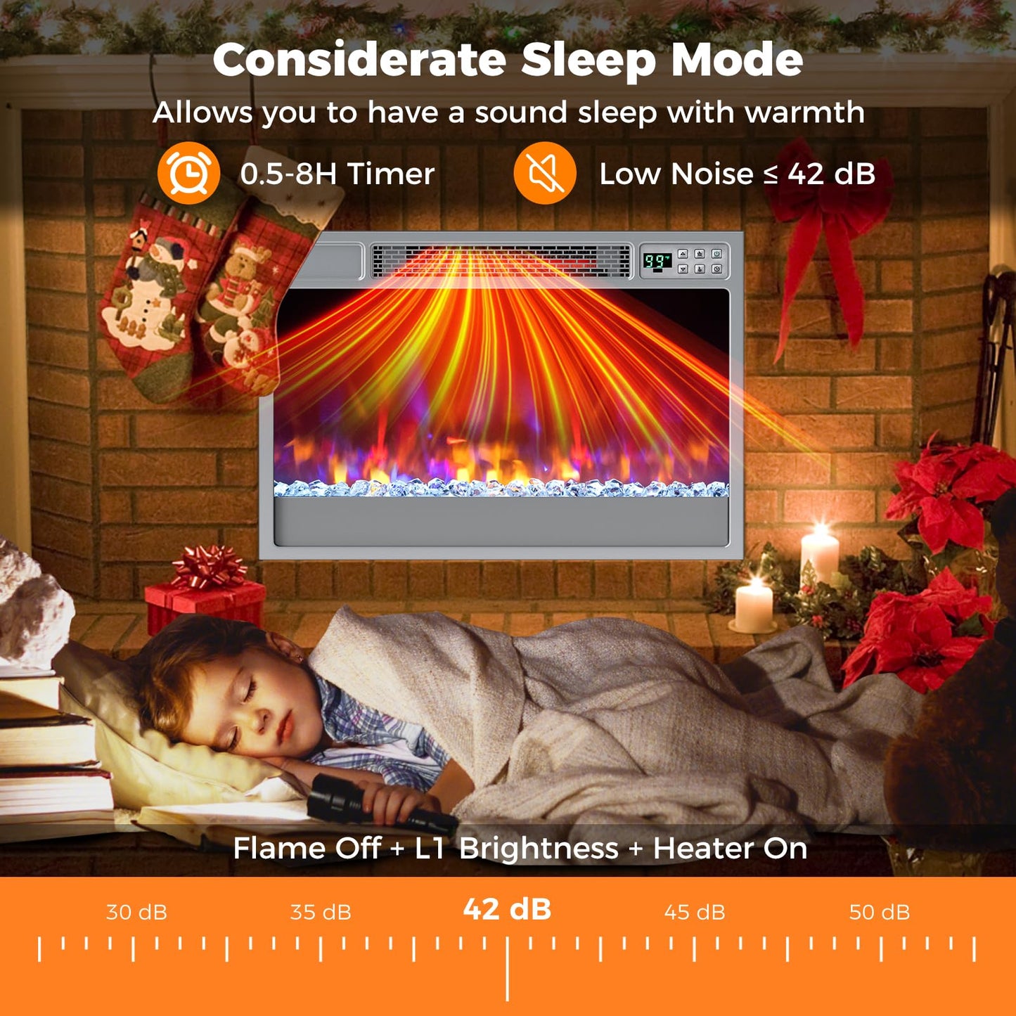 Electric Fireplace Inserts 23-inch Wide 1500W Recessed Fireplace Insert with Remote Control