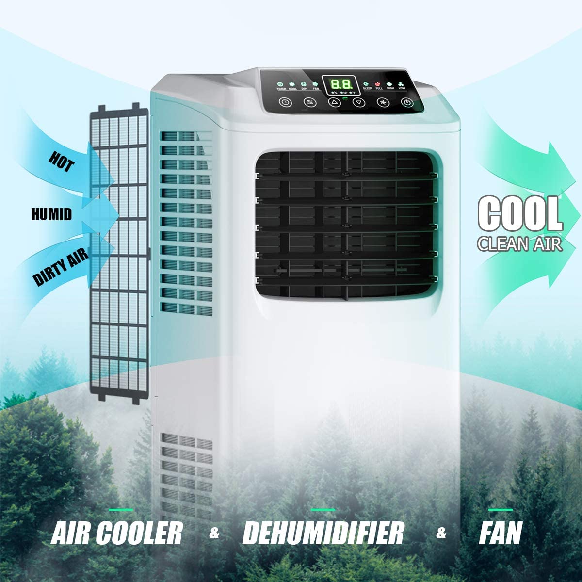 Air Conditioner Portable 9000 BTU, 3-in-1 Floor AC Unit - Arlime