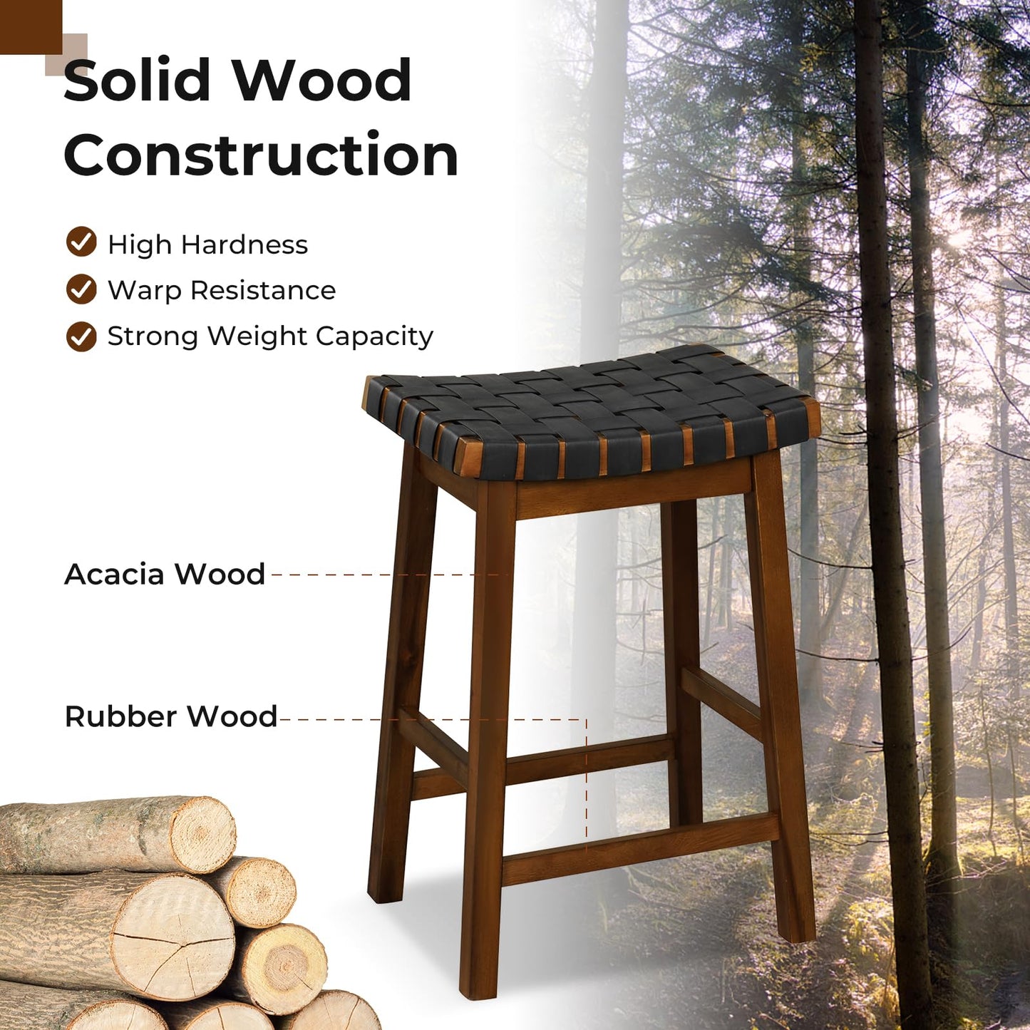 Woven Saddle Stools Set of 2/4 25.5-inch Vintage Counter Height Chairs