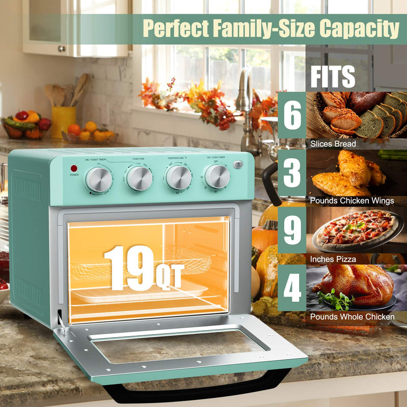Toaster Oven Countertop, 7-in-1 Convection Oven with Air Fry, Bake, Broil, Toast, Dehydrate, Pizza, Warm Function