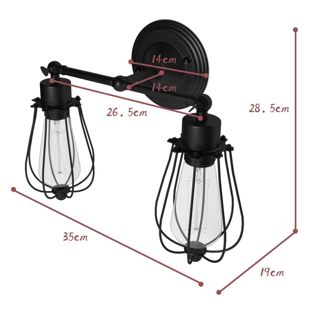 Wall Sconce Wall Light Fixture Black Metal Industrial Vintage Rustic Retro Style Indoor Outdoor