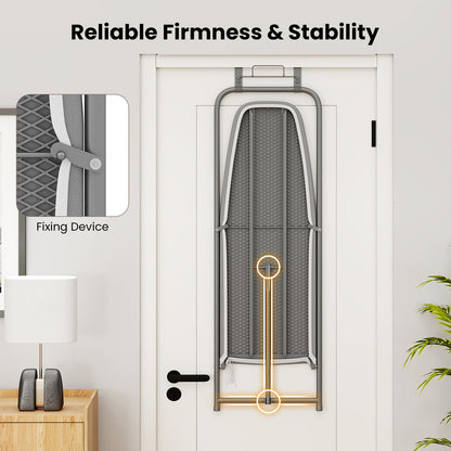 Space Saving Metal Hanging Ironing Board with Iron Holder & Cotton Cover