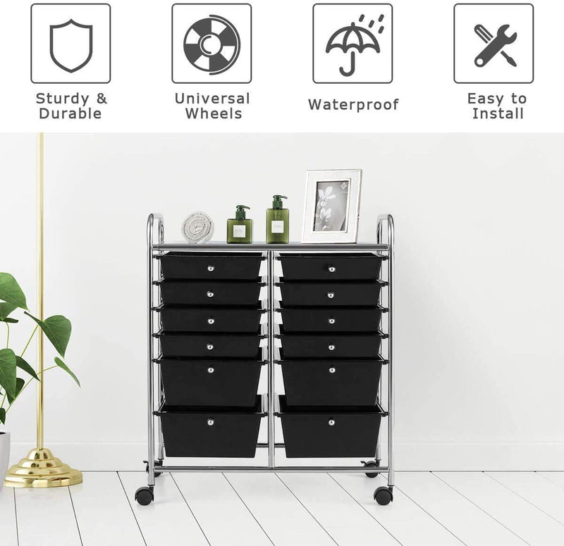 ARLIME 12-Drawer Rolling Storage Cart, 12 Drawer Organizer Trolley