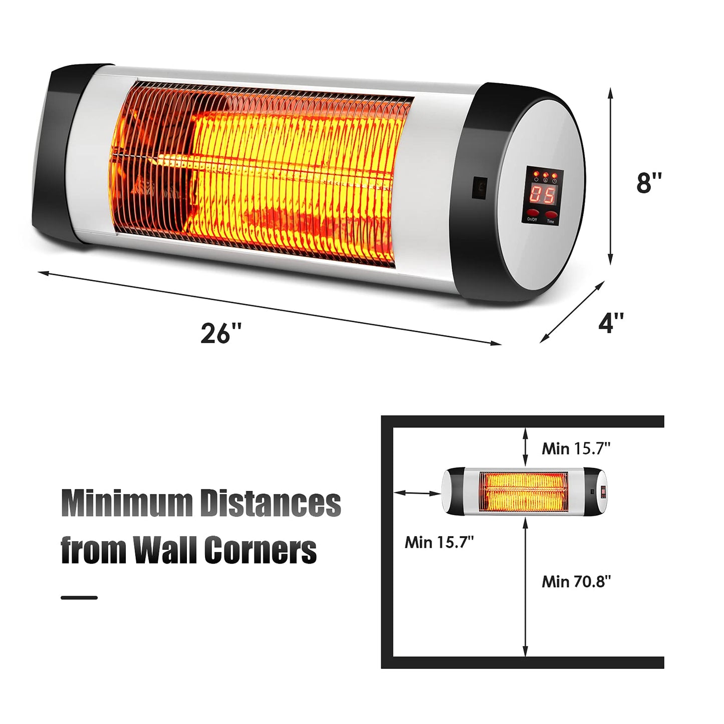 Wall-Mounted Patio Heater Remote Control for Outdoor Home Backyard