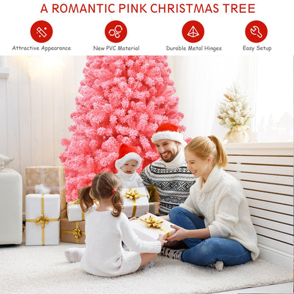 7.5Ft Artificial Christmas Tree Realistic Snow Flocked Hinged Pine Tree with Solid Metal Stand