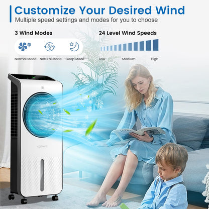 ARLIME Evaporative Air Cooler, 3-in-1 Portable Air Conditioner & Humidifier, AC Fan w/ 3 Modes, 24 Speeds Settings