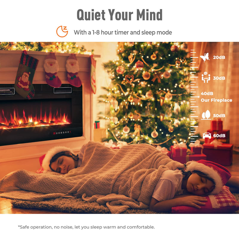 68 Inches Recessed Electric Fireplace, in-Wall & Wall Mounted Electric Heater with Adjustable Flame Color & Speed