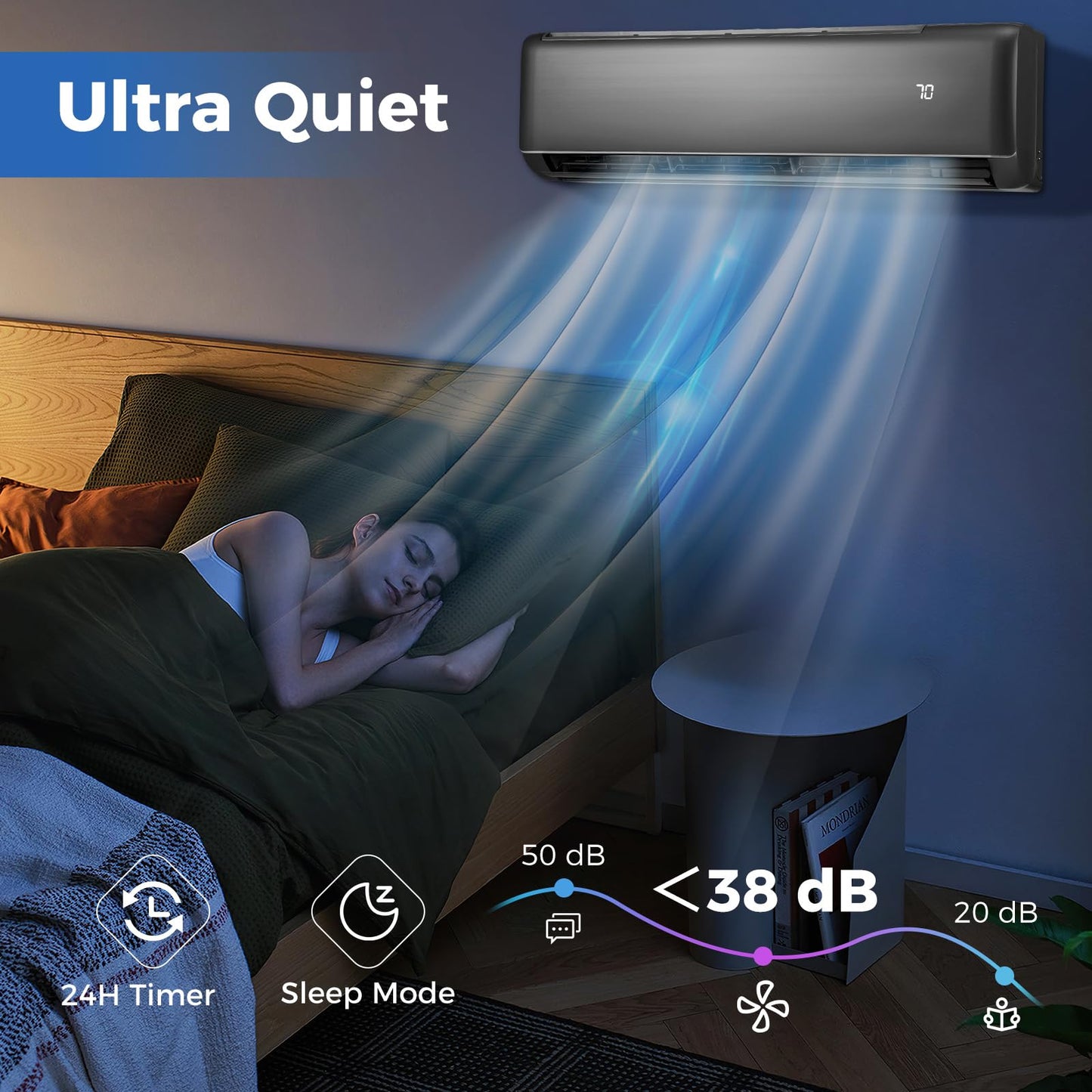 ARLIME 24000 BTU Wifi Enabled Mini Split Air Conditioner, 21 SEER2 208-230V Ductless Inverter AC