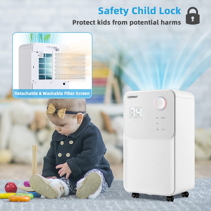 Dehumidifier for Large Room & Basements, 2000 Sq. Ft Dehumidifier with Auto or Manual Drainage