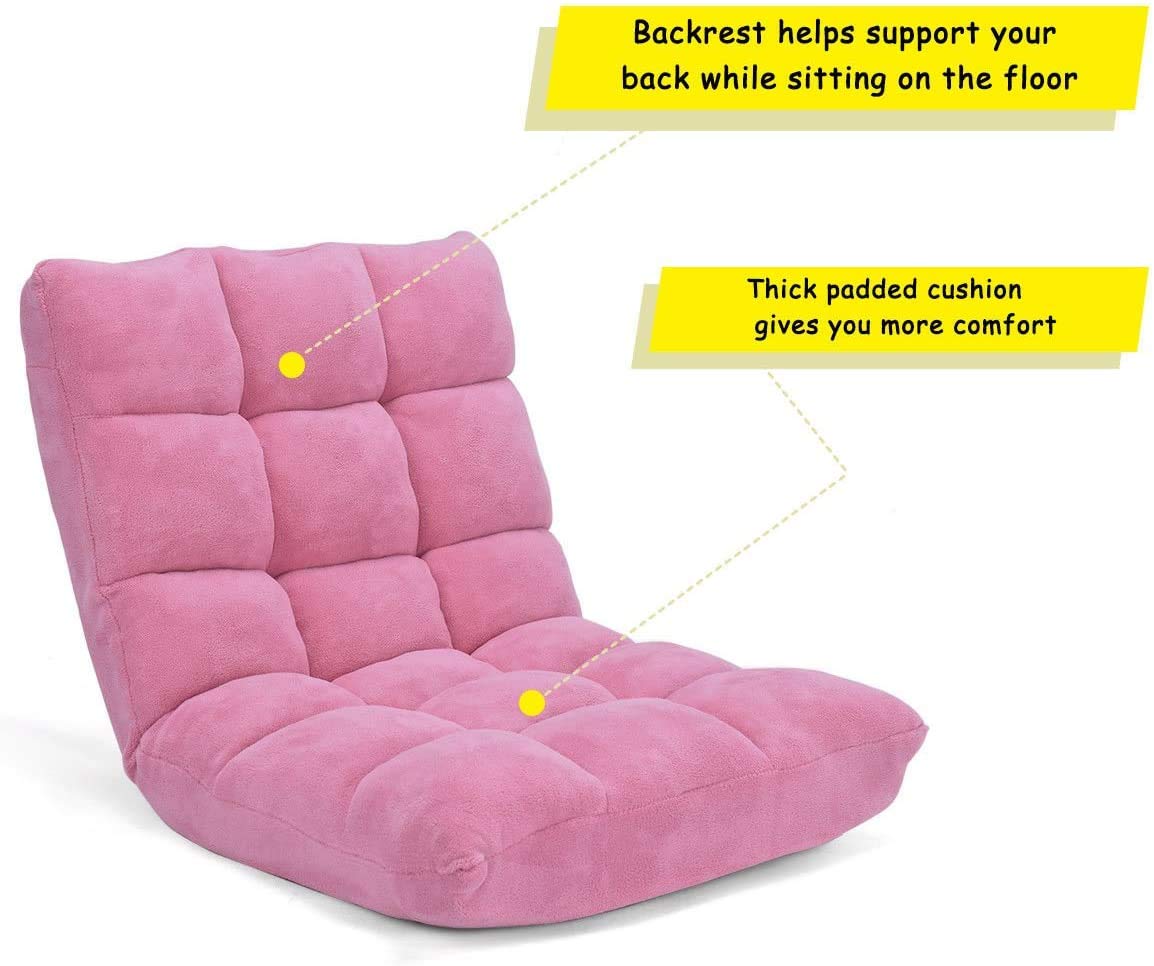 14-Position Floor Sofa, Folding Gaming Sofa Chair, Angle Adjustable Sleeper Bed, Couch Recliner