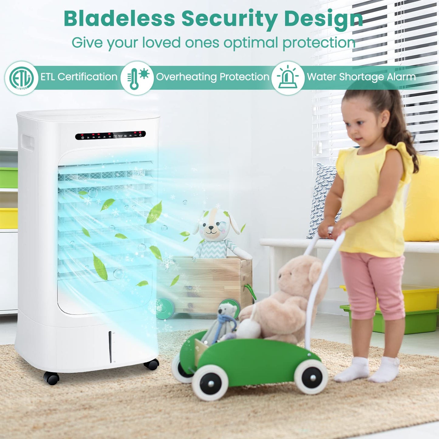 ARLIME Evaporative Air Cooler, Portable Air Conditioner & Humidifier, AC Fan w/ 3 Modes 3 Speeds & 63°Oscillation