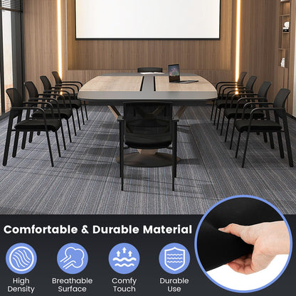 Office Guest Stacking Chairs with Mesh Backrest Armrest and Upholstered Seat