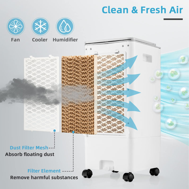 ARLIME 3-IN-1 Evaporative Coolers, Portable Swamp Cooler with Remote for Room/Office