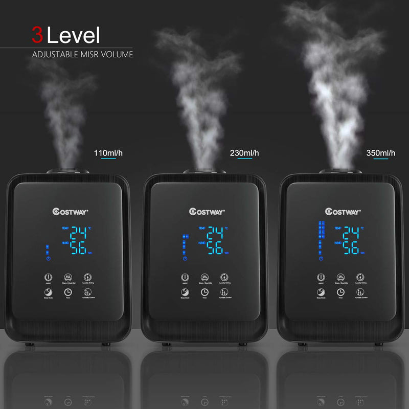 Ultrasonic Air Humidifier, 4.5L/1.2 Gallon, Warm and Cool Mist Humidifier, Whisper-quiet Operation (Black)