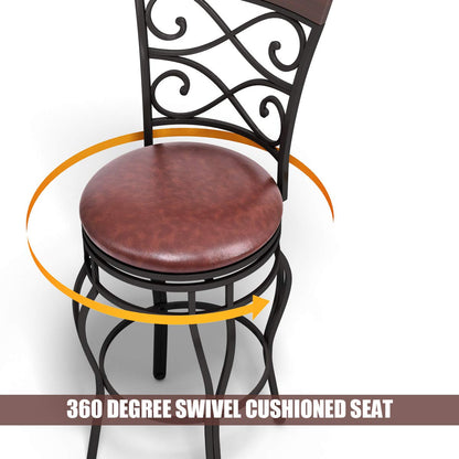 Leather Padded Seat Bistro Dining Kitchen Pub Metal Chairs