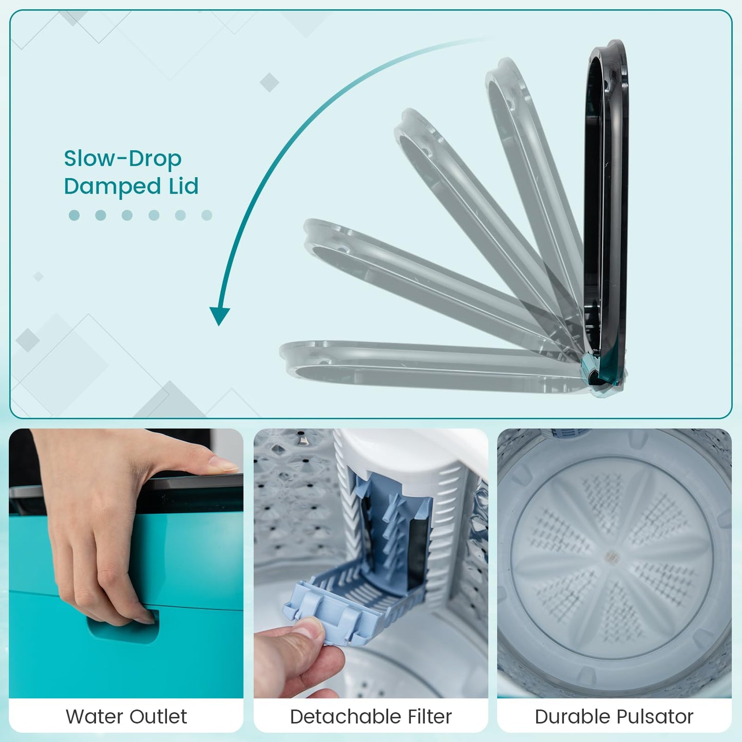 7.7 Lbs Portable Washing Machine, 0.78 Cu.ft Full Automatic Laundry Machine with 10 Preset Programs