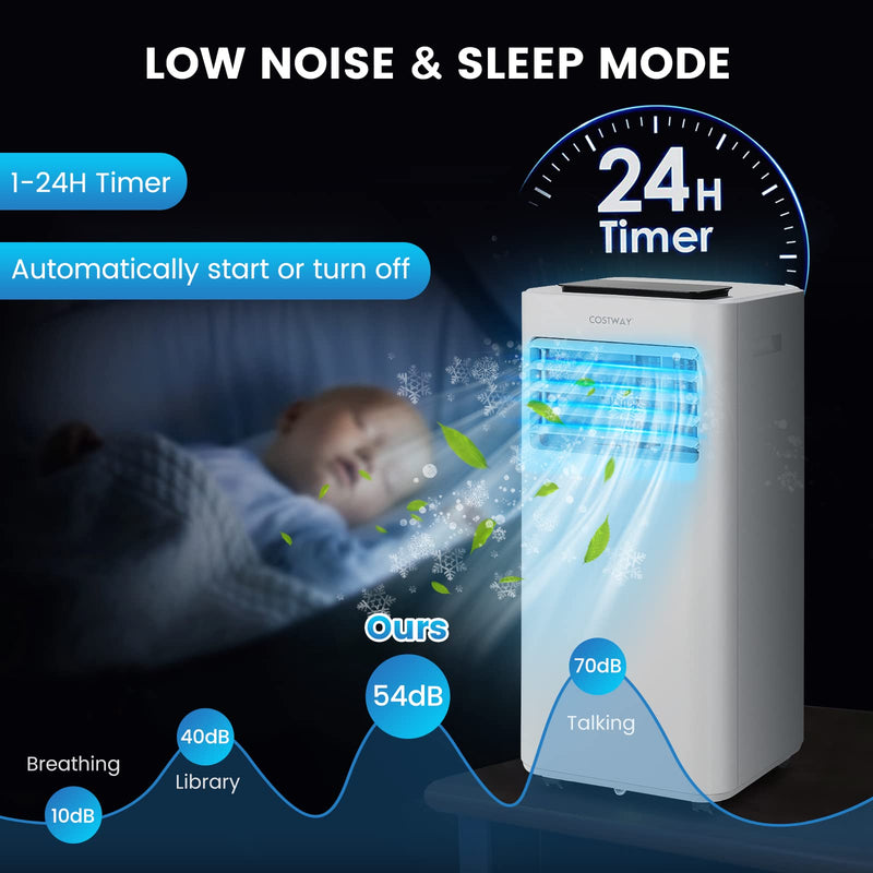 8000 BTU Portable Air Conditioner, 3 in 1 AC Unit, Fan & Dehumidifier w/Sleep Mode, 24H Timer, LED Display