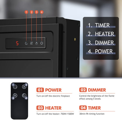 Electric Fireplace Insert Heater- Wall Recessed/Mounted Fire Places Electric Fireplace with Remote