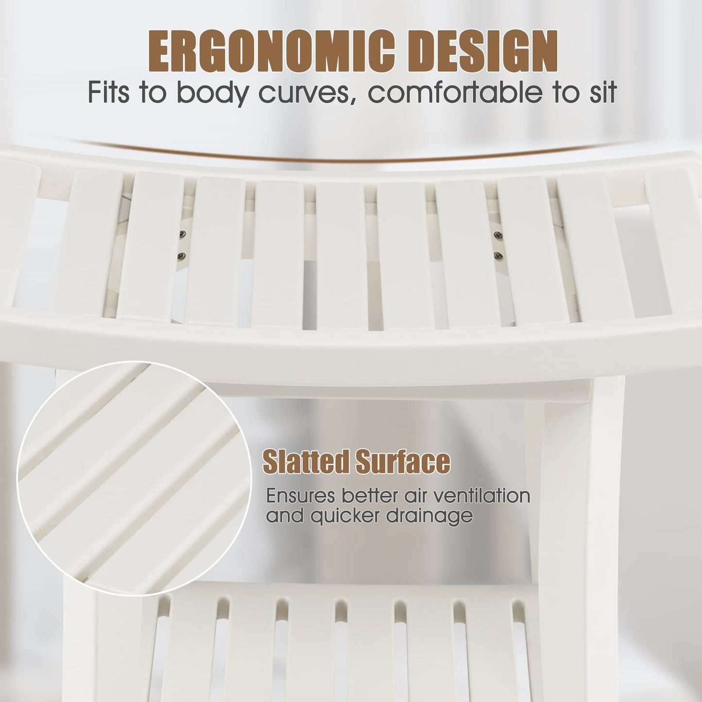 Waterproof Shower Bench With Storage Shelf for Shaving Legs and SPA