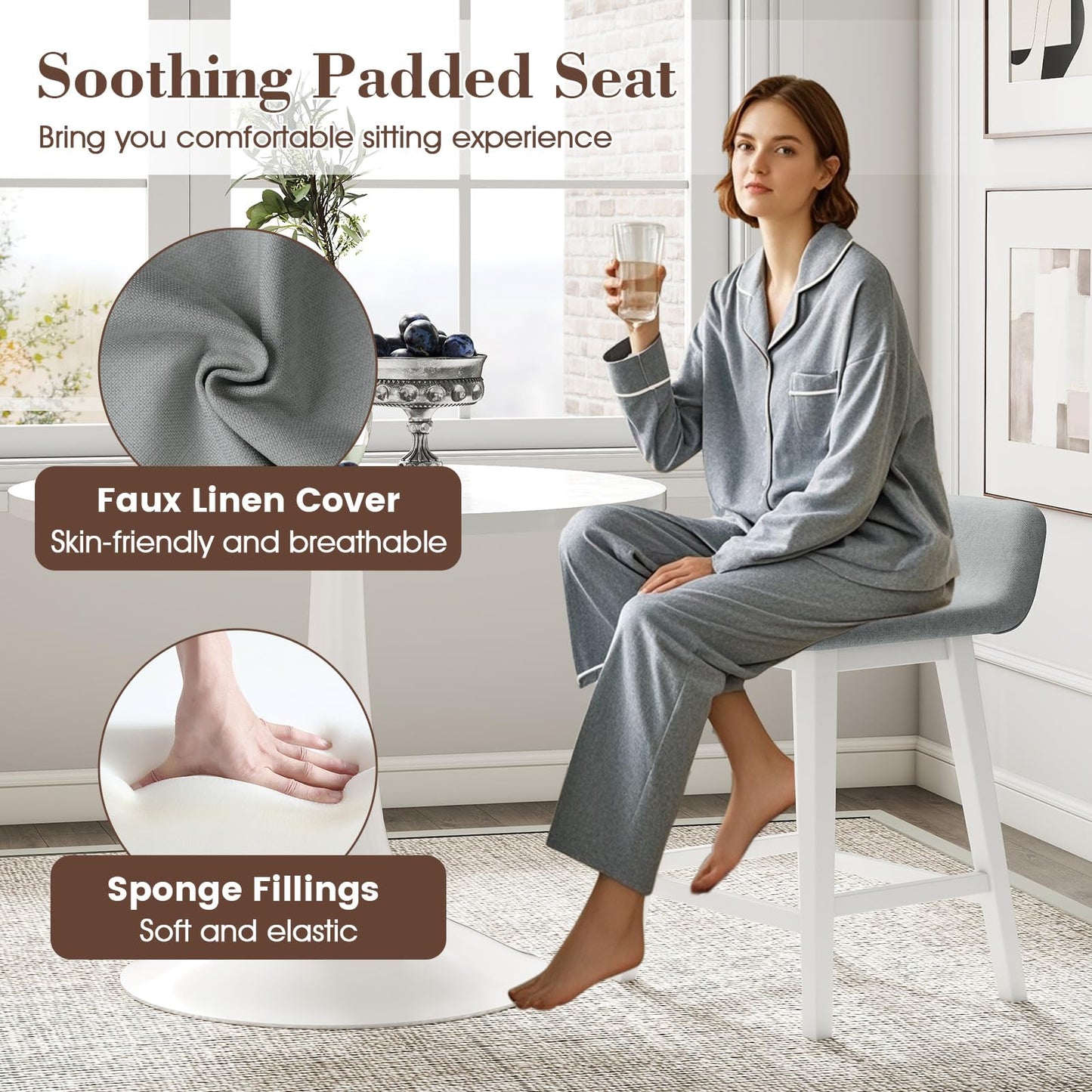 24/29 inch Wooden Counter Stools Set of 2/4