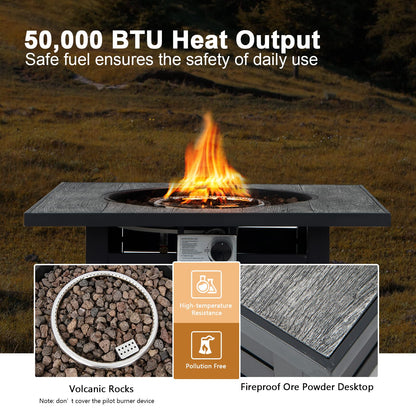 32" Outdoor Square Firepit with Waterproof Cover